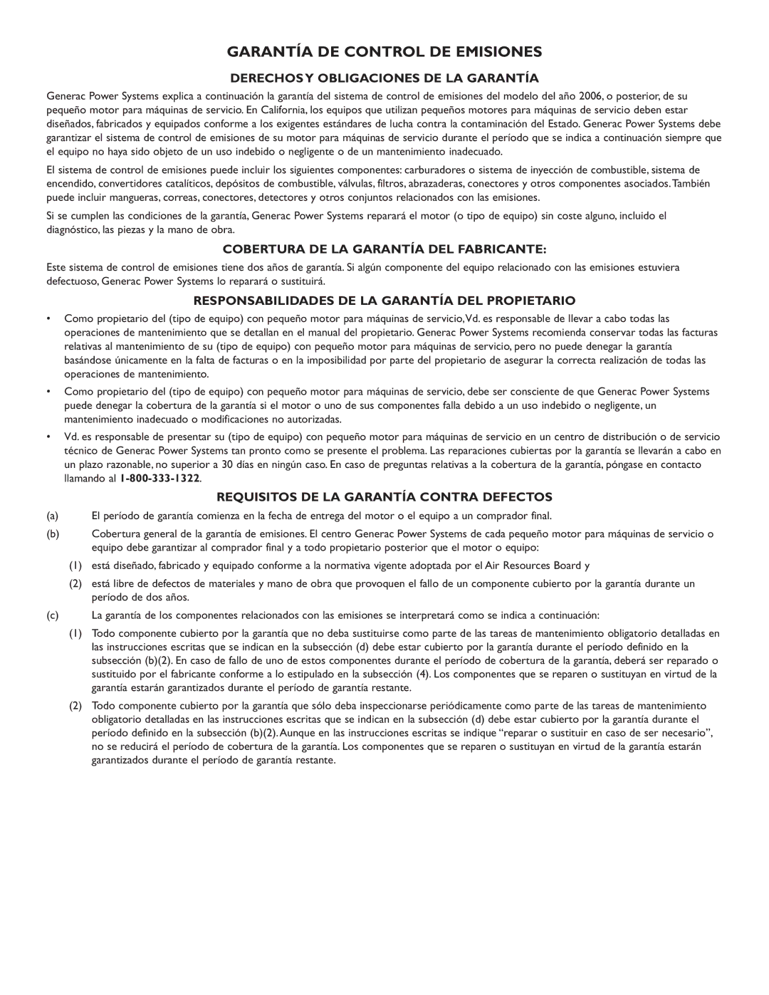 Briggs & Stratton 30244 operating instructions Garantía DE Control DE Emisiones 