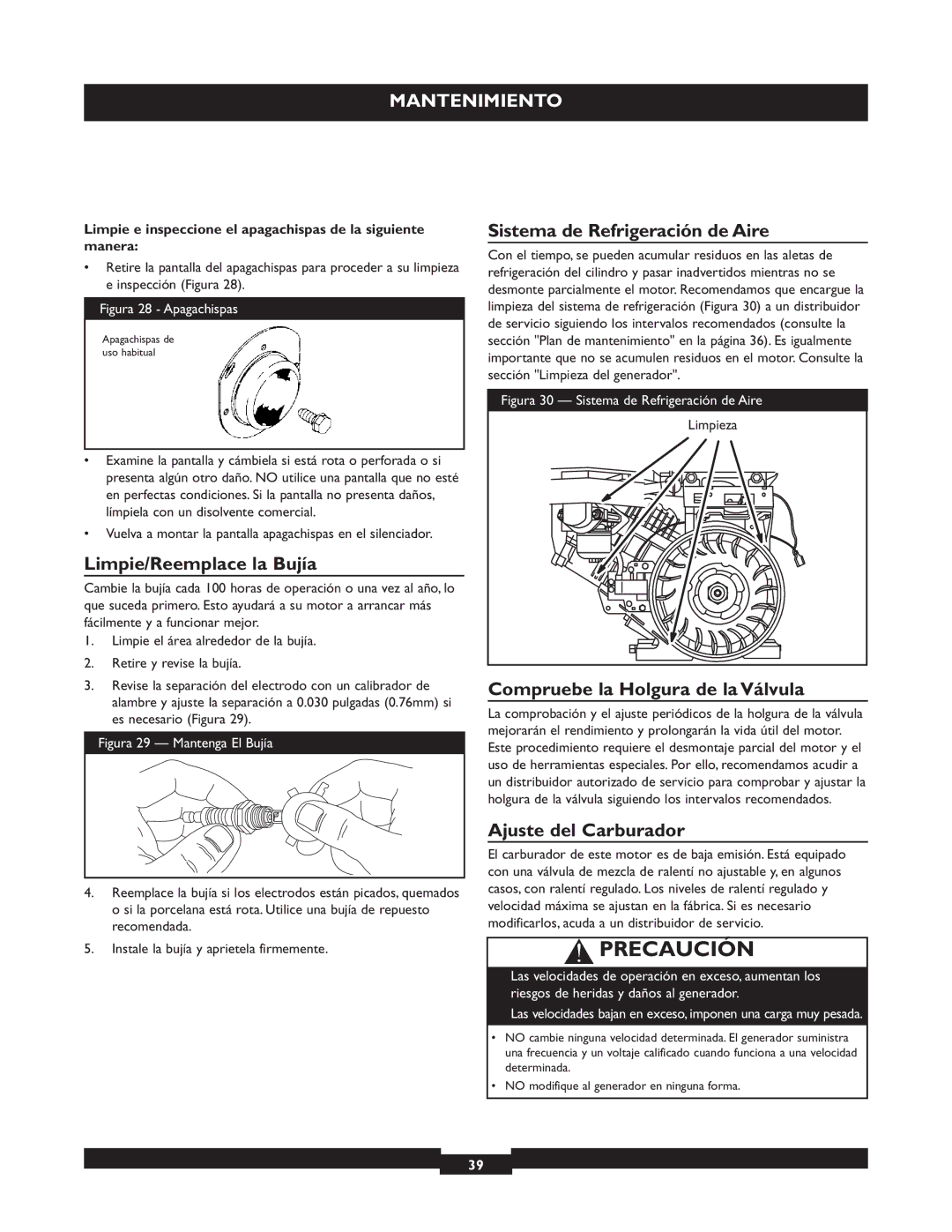 Briggs & Stratton 30325 Limpie/Reemplace la Bujía, Sistema de Refrigeración de Aire, Compruebe la Holgura de la Válvula 