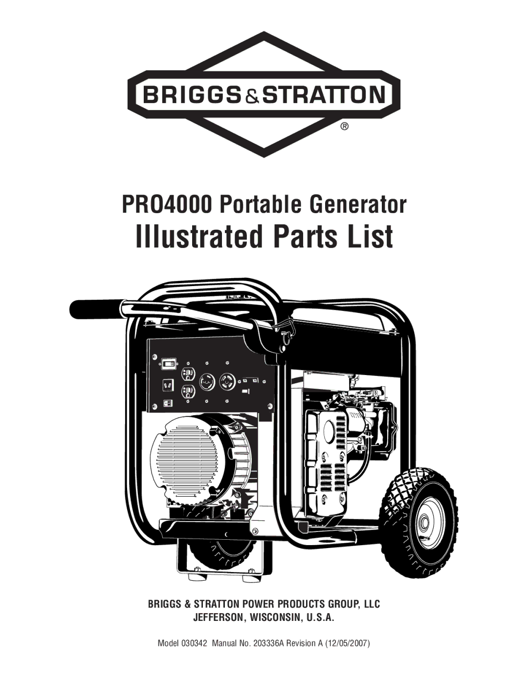 Briggs & Stratton 30342 manual Illustrated Parts List 