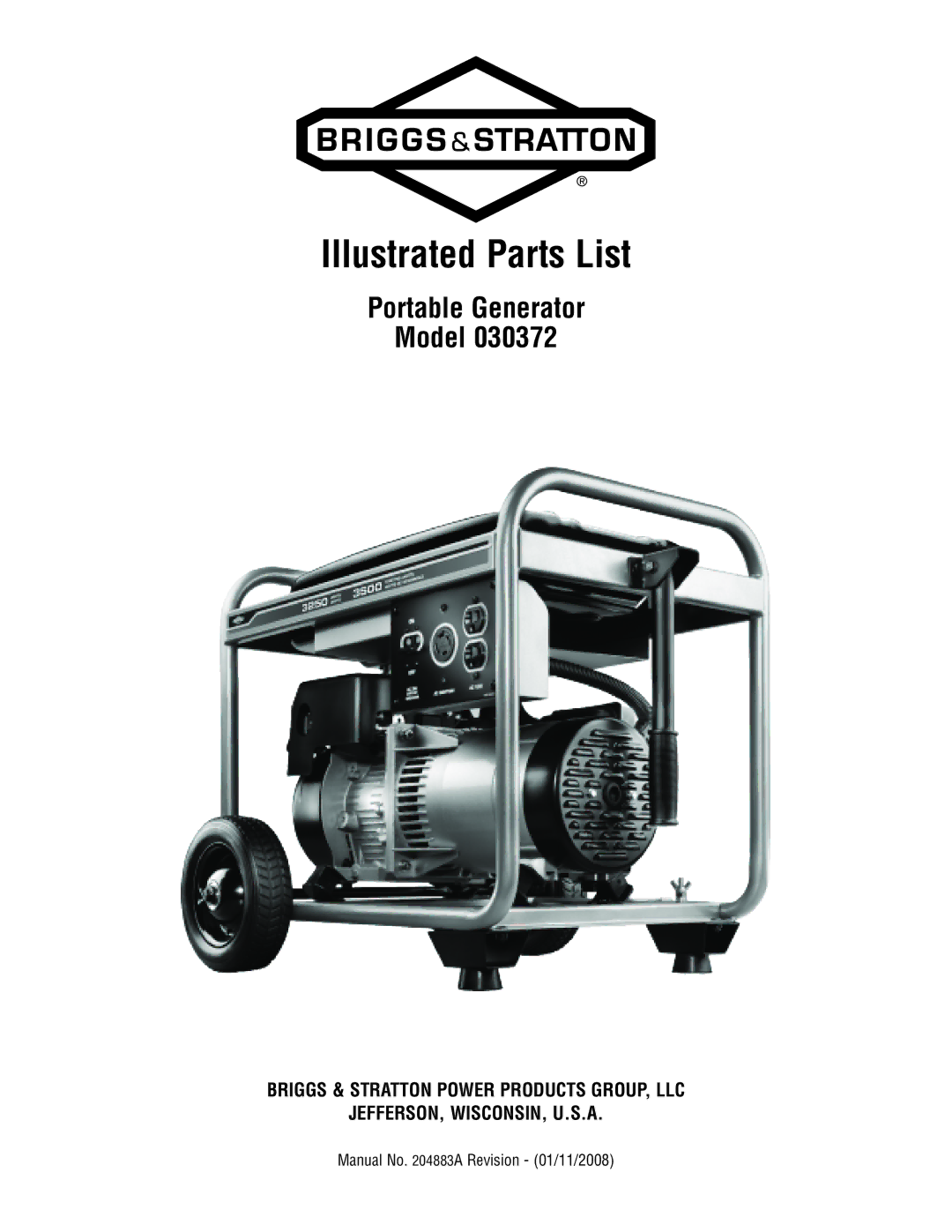 Briggs & Stratton 30372 manual Illustrated Parts List 