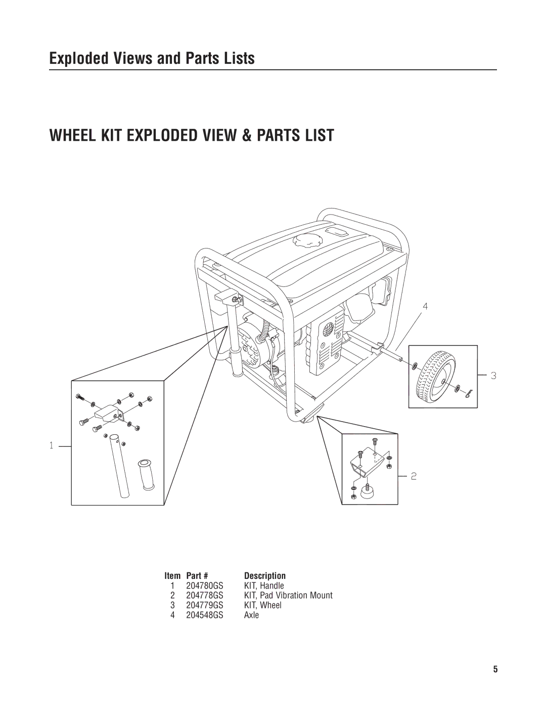 Briggs & Stratton 30372 manual Wheel KIT Exploded View & Parts List 