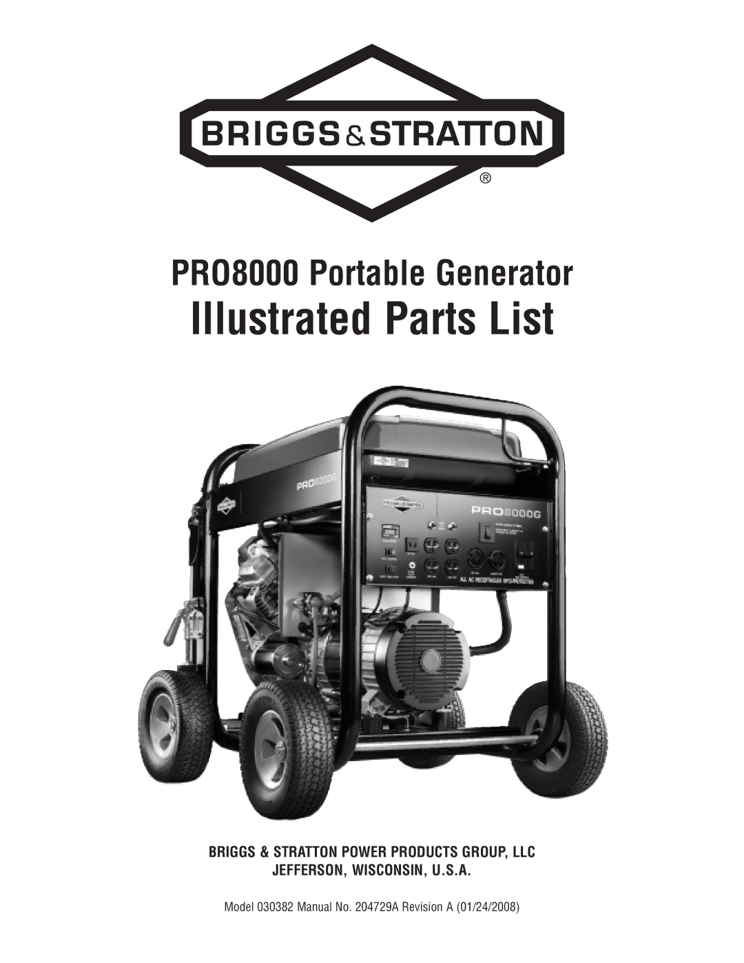 Briggs & Stratton 30382 manual Illustrated Parts List 