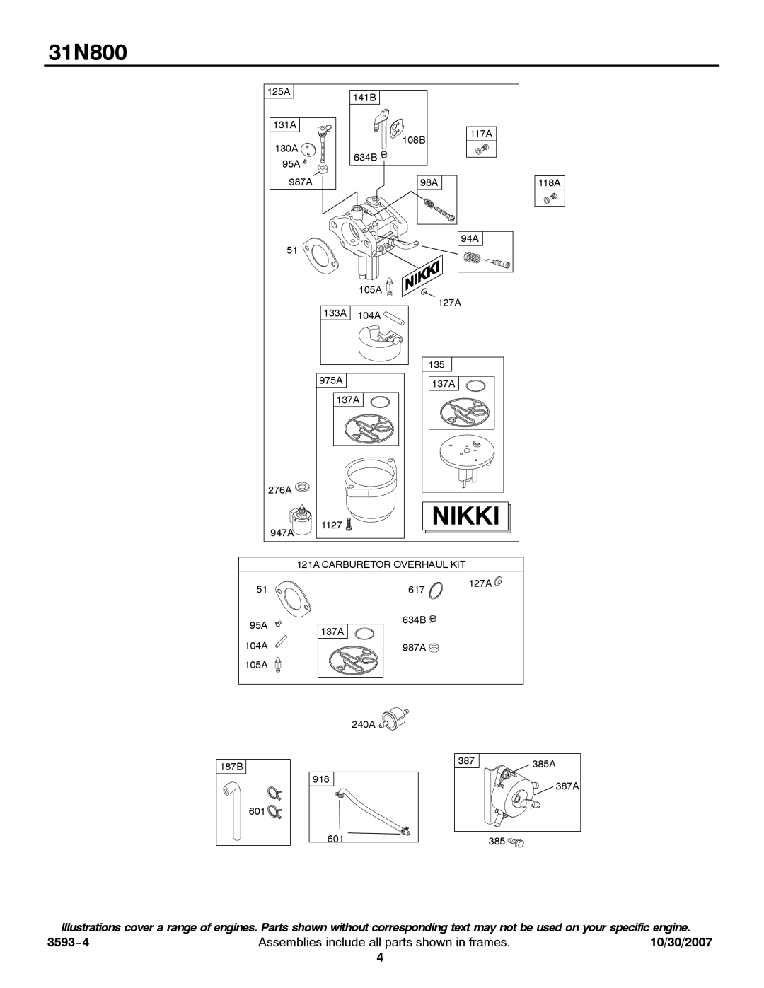 Briggs & Stratton 31N800 service manual Nikki 