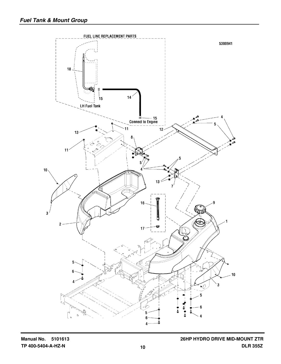 Briggs & Stratton 355ZB2654 DLR manual Fuel Tank & Mount Group 