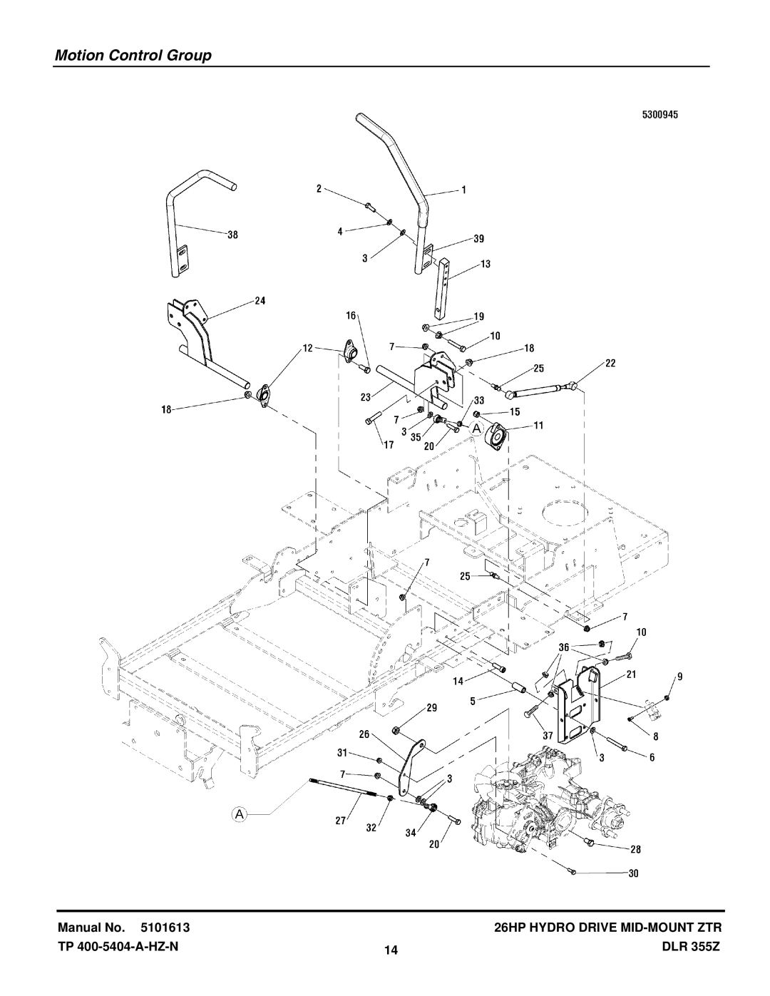 Briggs & Stratton 355ZB2654 DLR manual Motion Control Group 