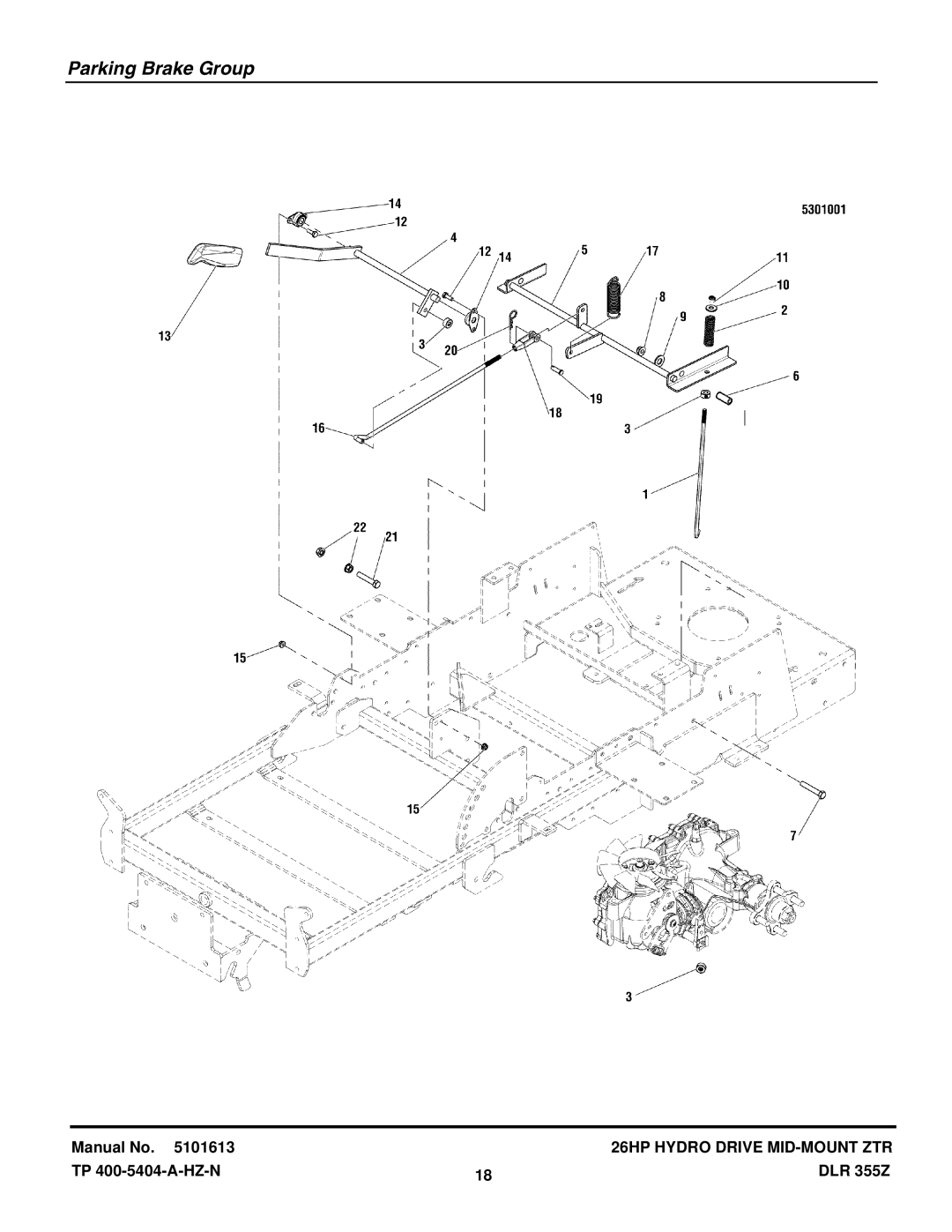 Briggs & Stratton 355ZB2654 DLR manual Parking Brake Group 