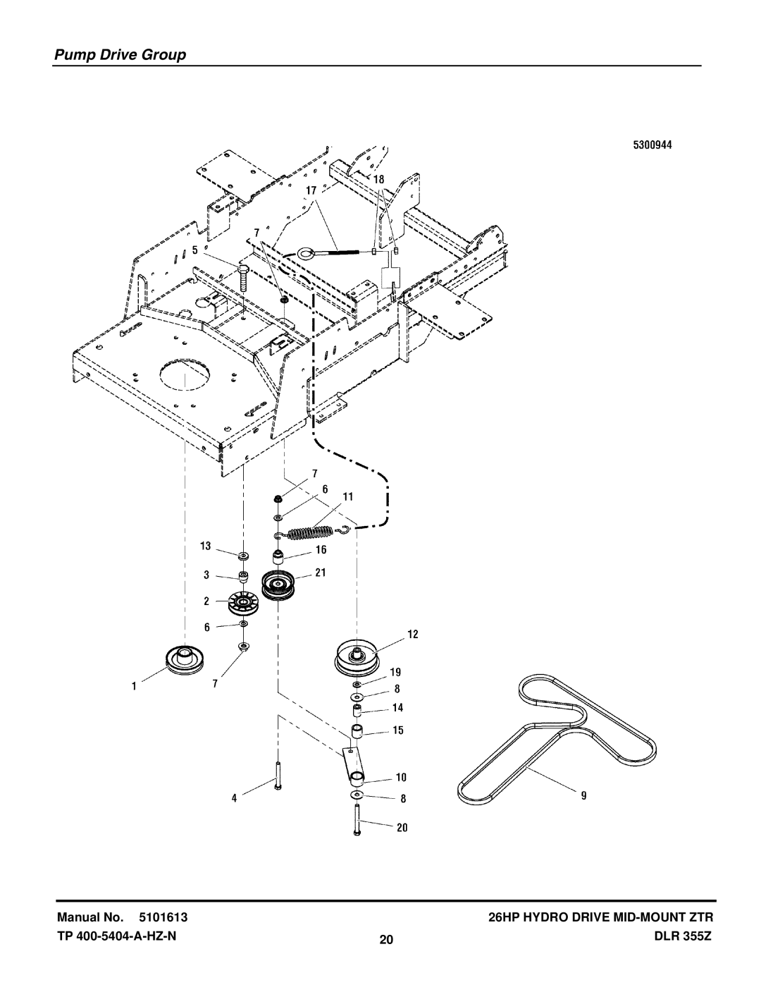 Briggs & Stratton 355ZB2654 DLR manual Pump Drive Group 