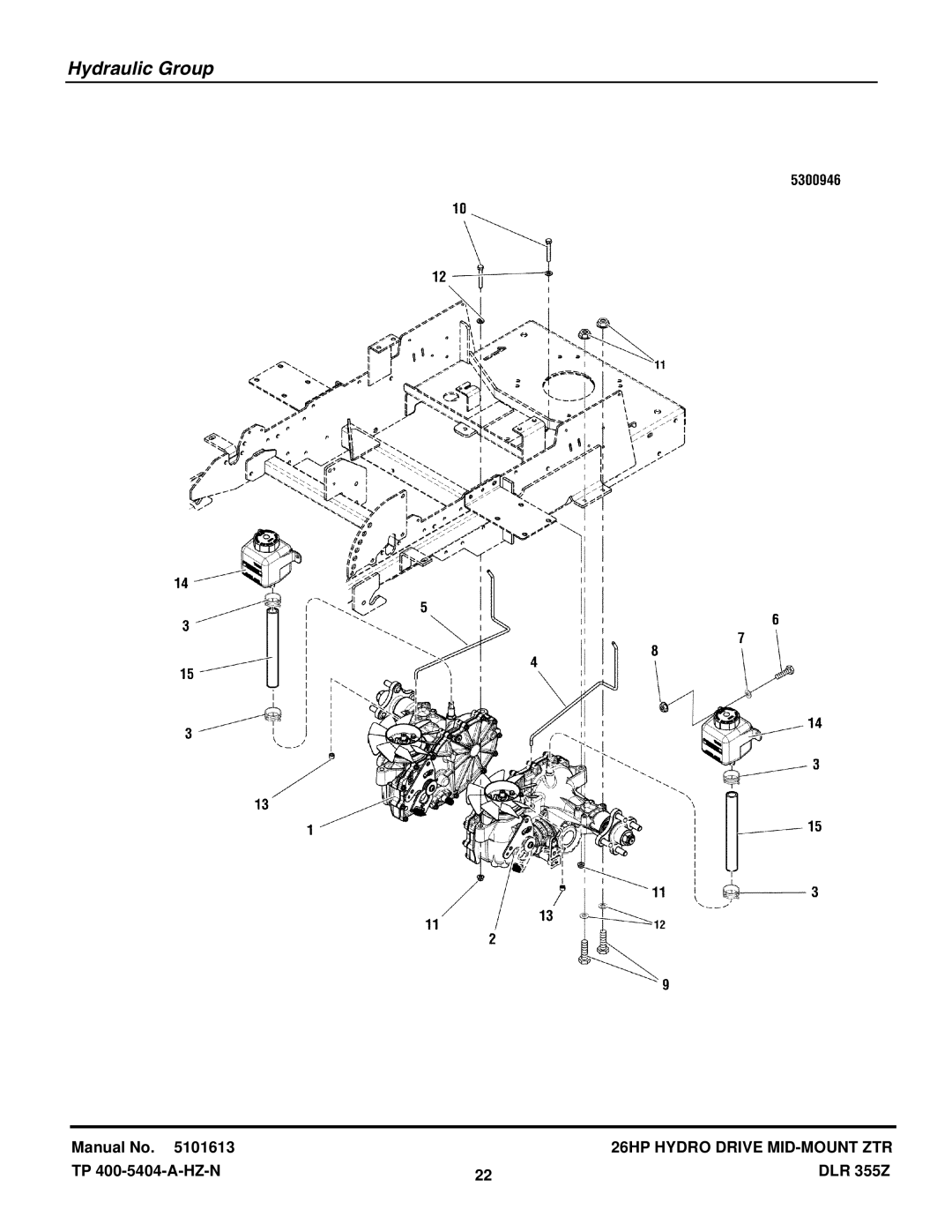 Briggs & Stratton 355ZB2654 DLR manual Hydraulic Group 