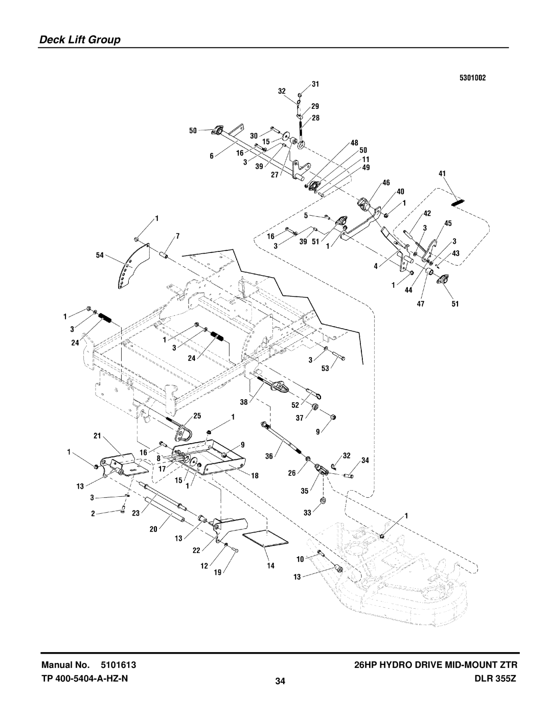 Briggs & Stratton 355ZB2654 DLR manual Deck Lift Group 