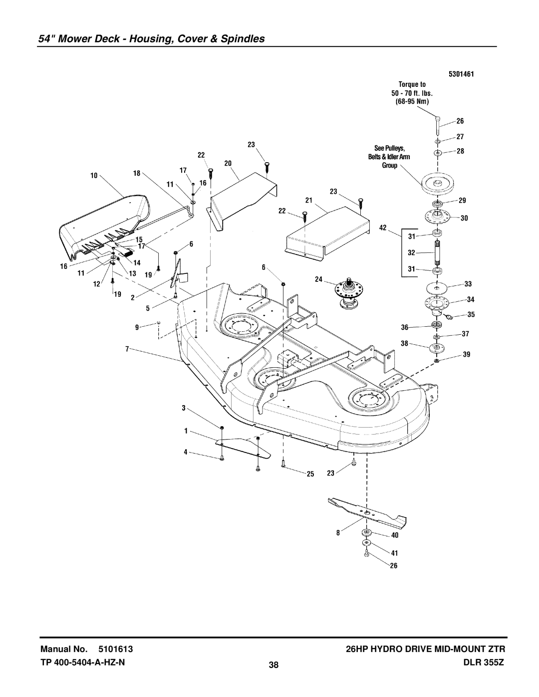 Briggs & Stratton 355ZB2654 DLR manual Mower Deck Housing, Cover & Spindles 