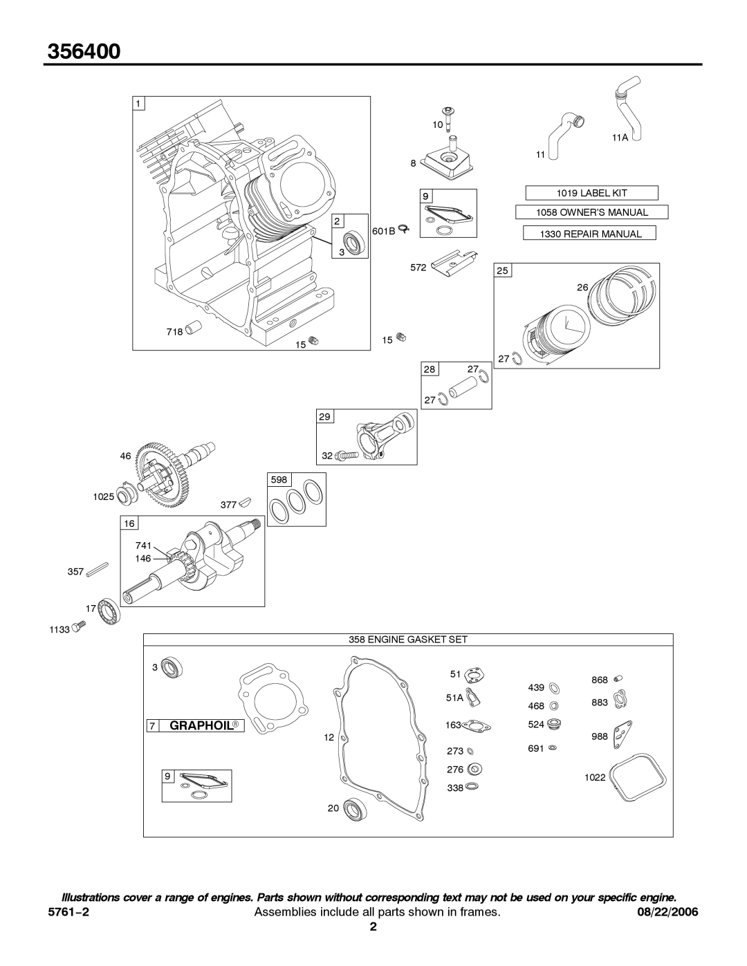 Briggs & Stratton 356400 service manual Graphoil R 