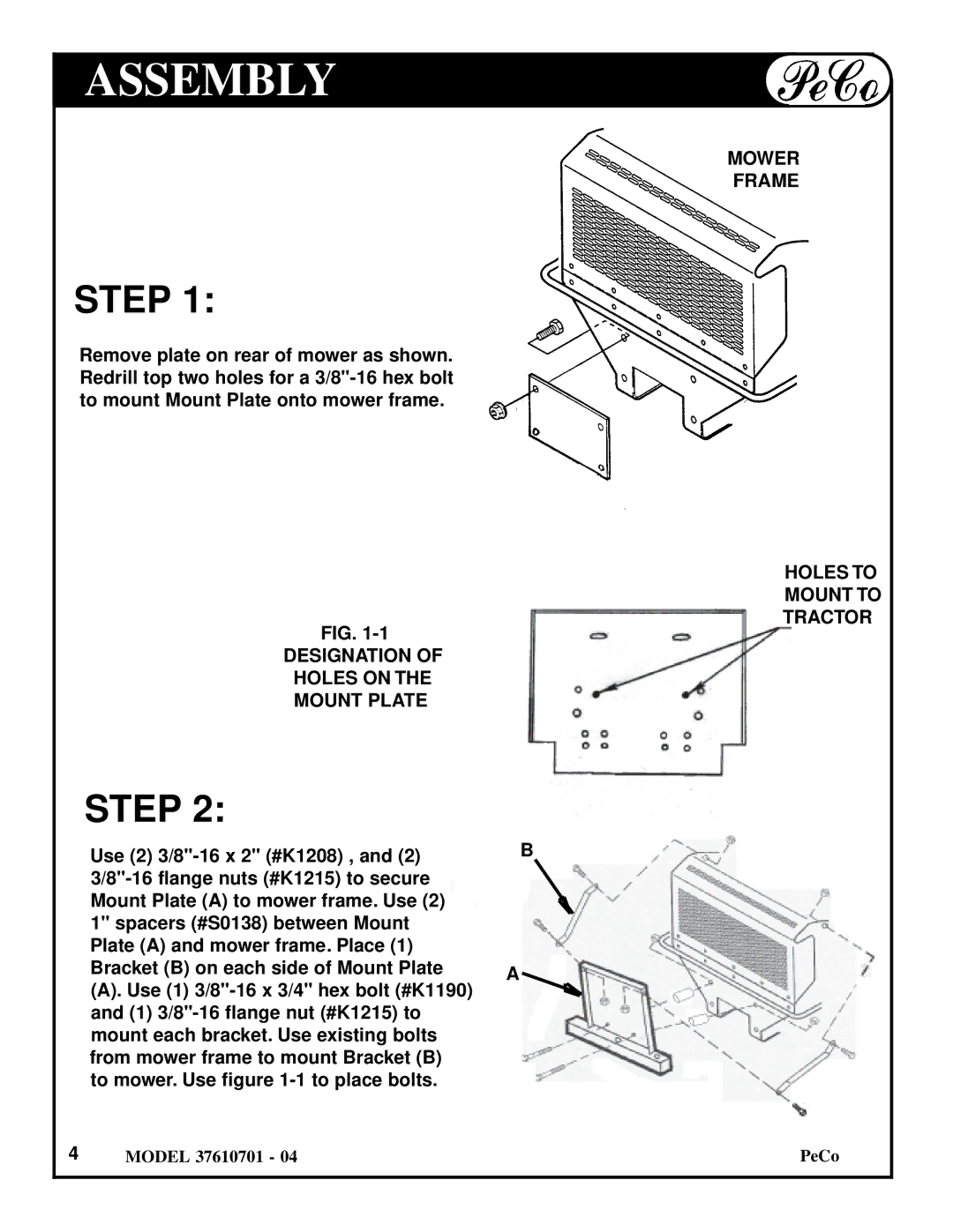 Briggs & Stratton 37610701 - 04 owner manual Assembly, Step 