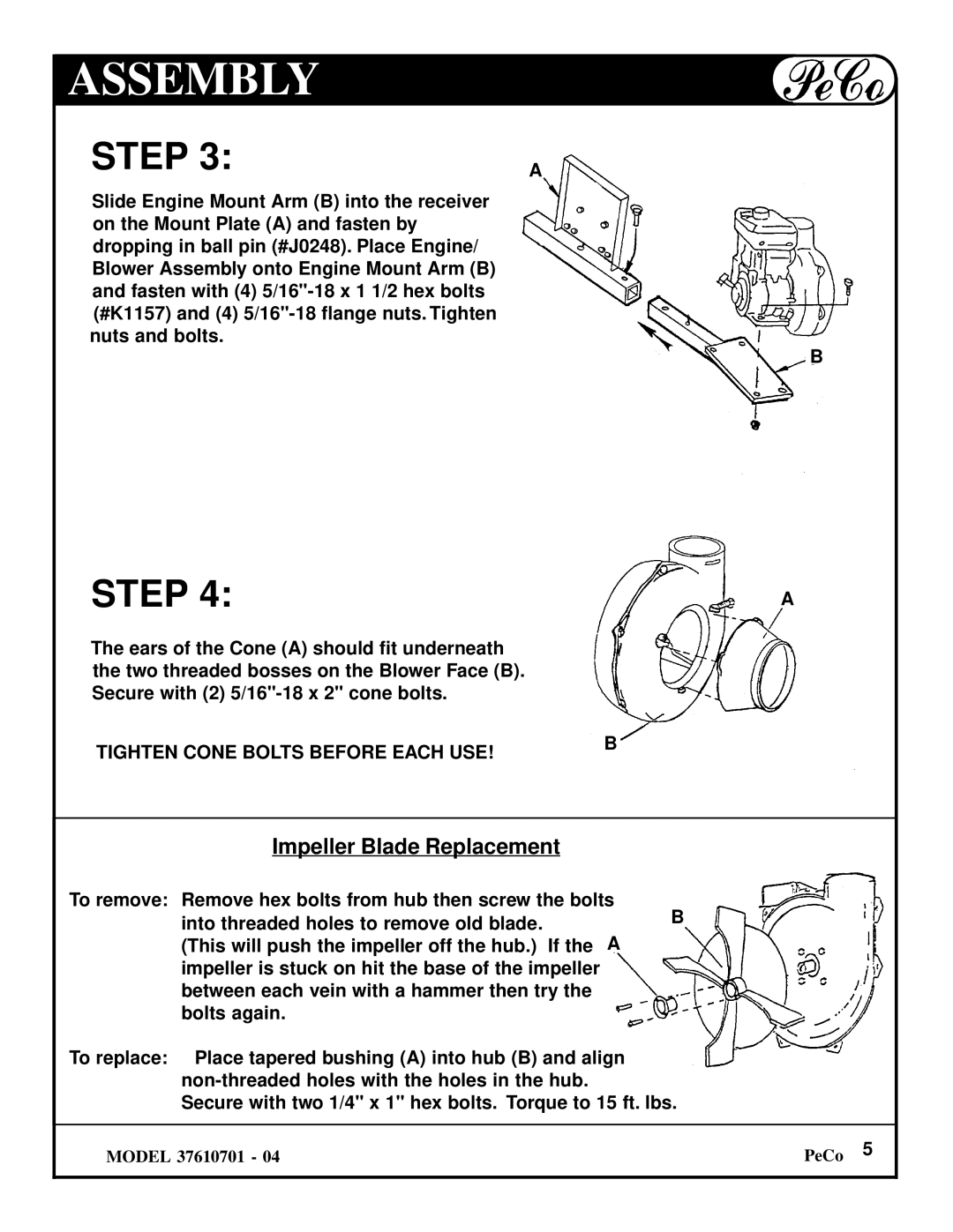 Briggs & Stratton 37610701 - 04 owner manual Impeller Blade Replacement 