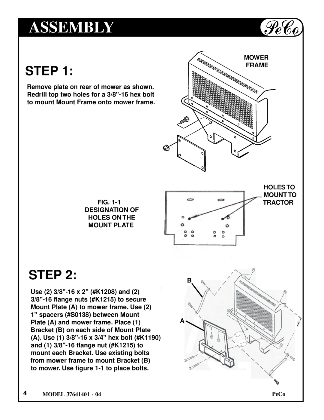 Briggs & Stratton 37641401 owner manual Assembly, Step 