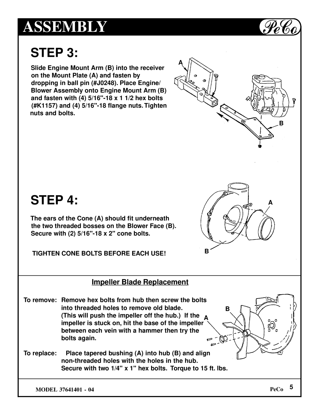 Briggs & Stratton 37641401 owner manual Impeller Blade Replacement 