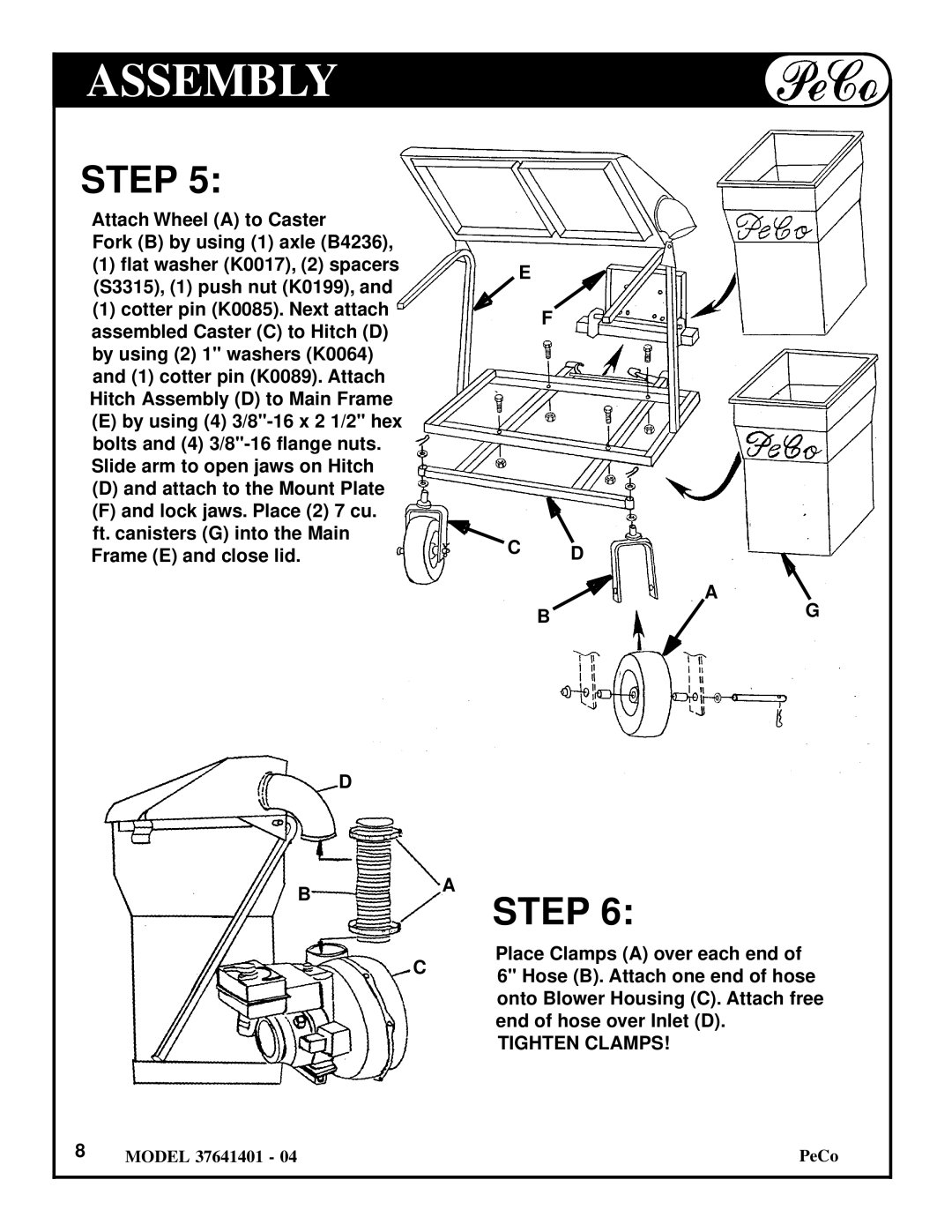 Briggs & Stratton 37641401 owner manual Tighten Clamps 