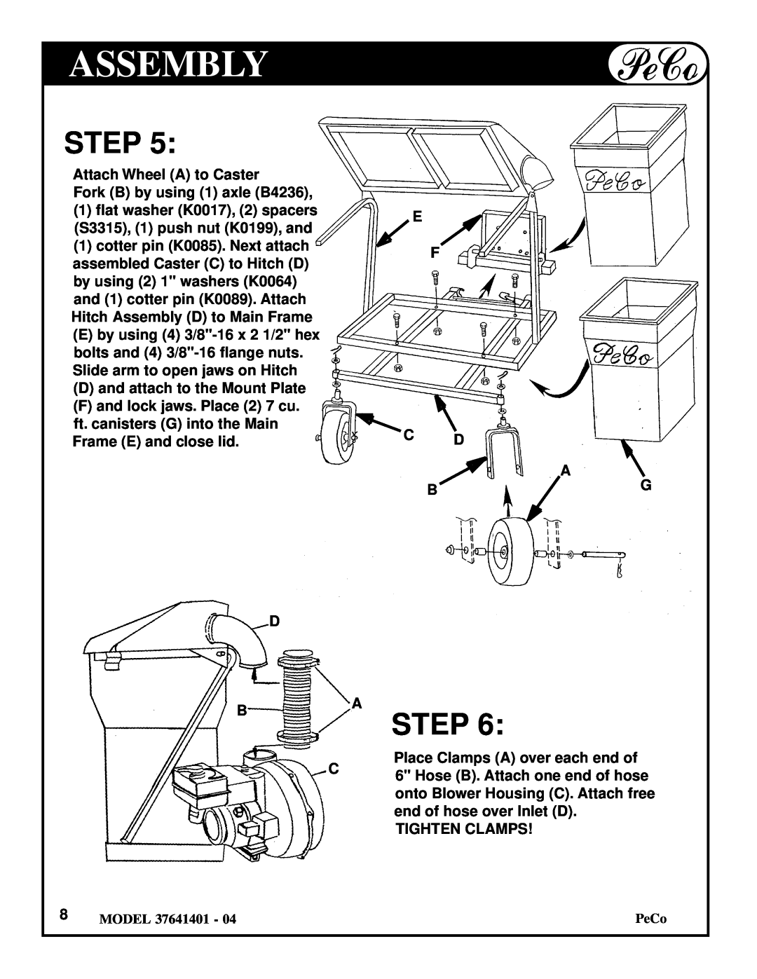 Briggs & Stratton 37641401 owner manual Assembly, Step, Attach Wheel A to Caster Fork B by using 1 axle B4236 
