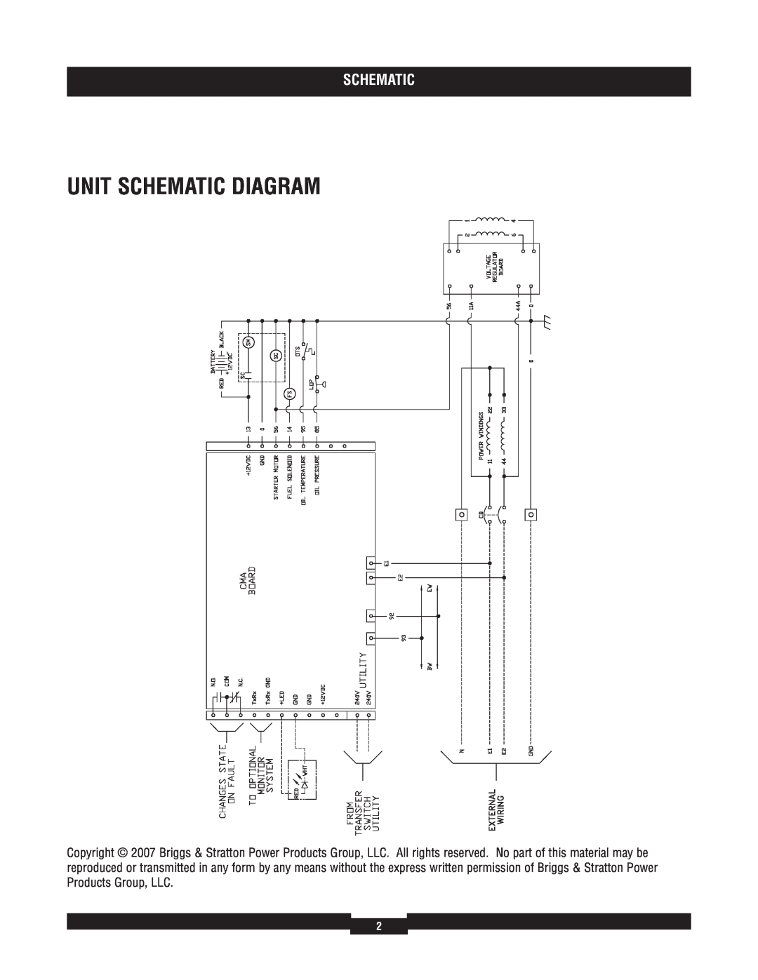 Briggs & Stratton 40211 manual Unit Schematic Diagram 