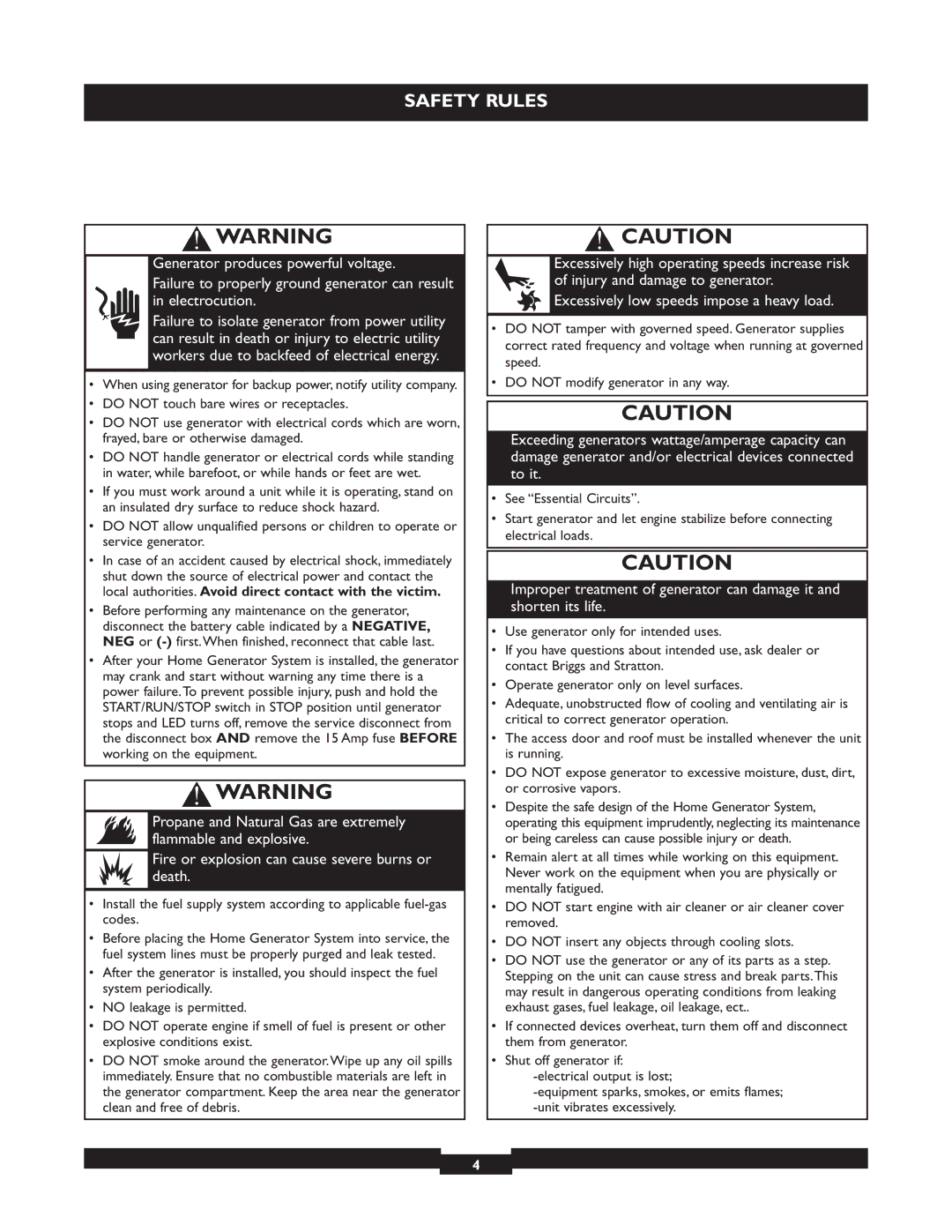 Briggs & Stratton 40221 manual Safety Rules 