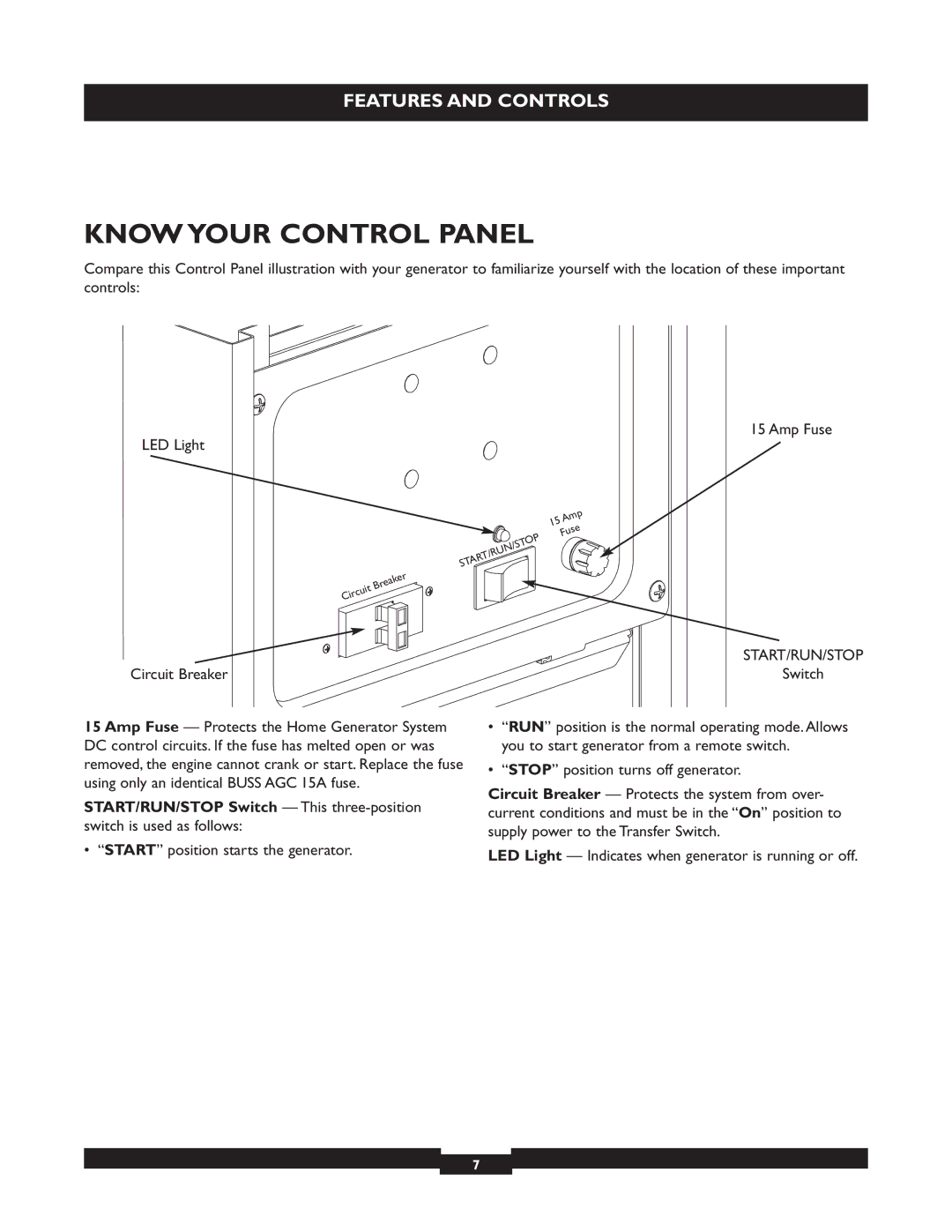 Briggs & Stratton 40221 manual Know Your Control Panel, Start/Run/Stop 