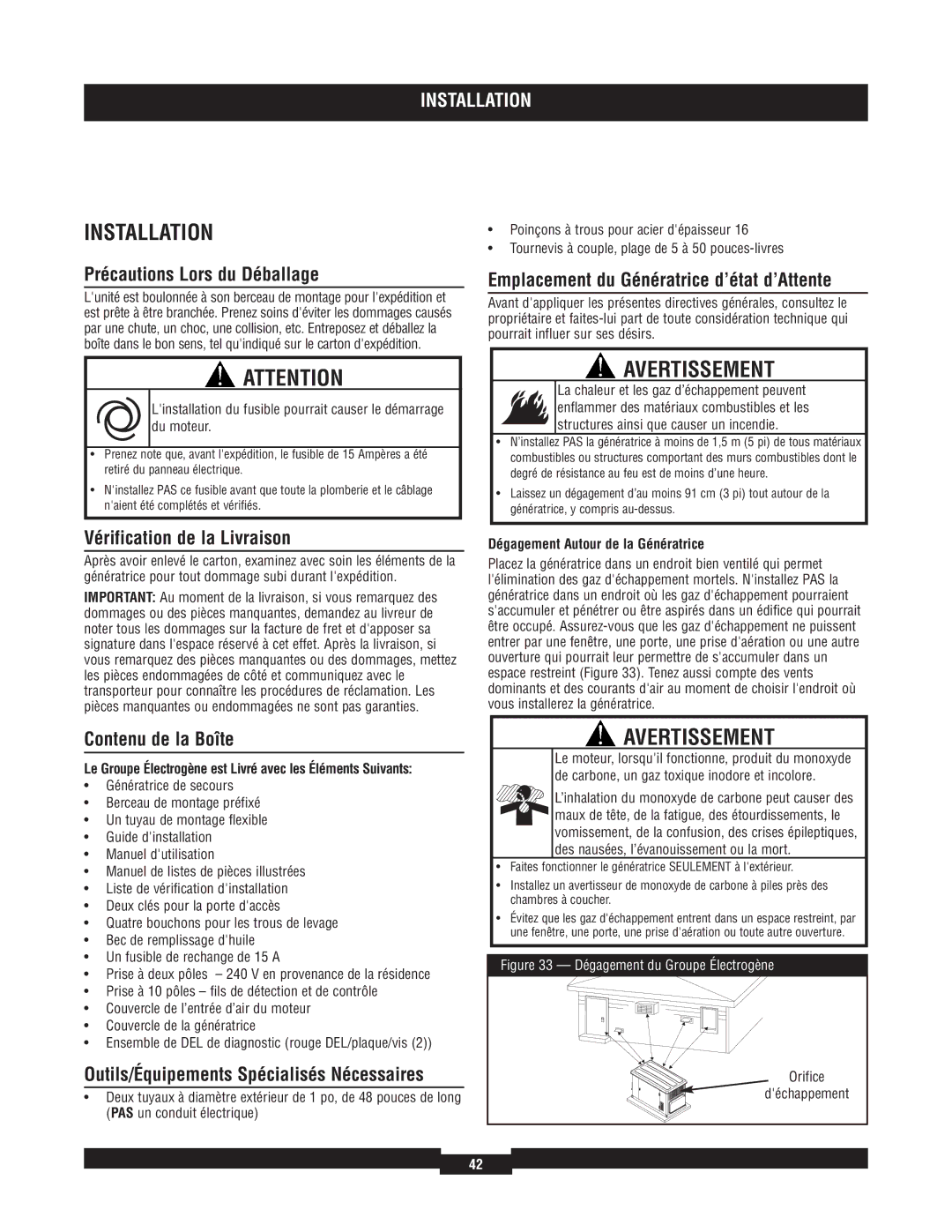 Briggs & Stratton 40210, 40229, 40213, 40234, 40204 manual Installation 