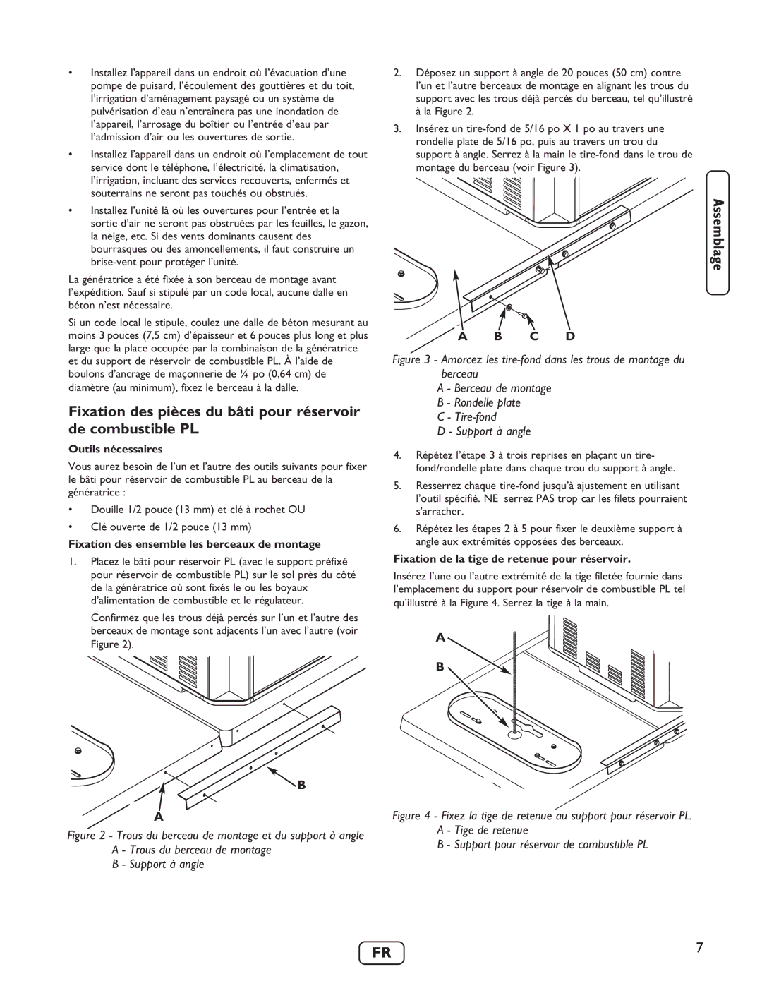 Briggs & Stratton 40248 manuel dutilisation Outils nécessaires, Fixation des ensemble les berceaux de montage 