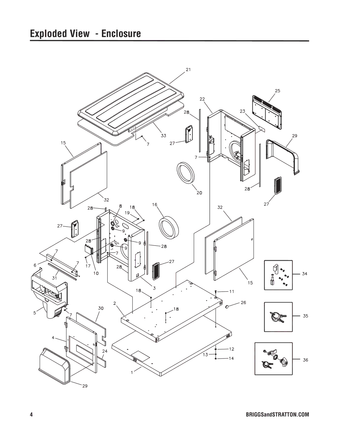 Briggs & Stratton 40276 manual Exploded View Enclosure 