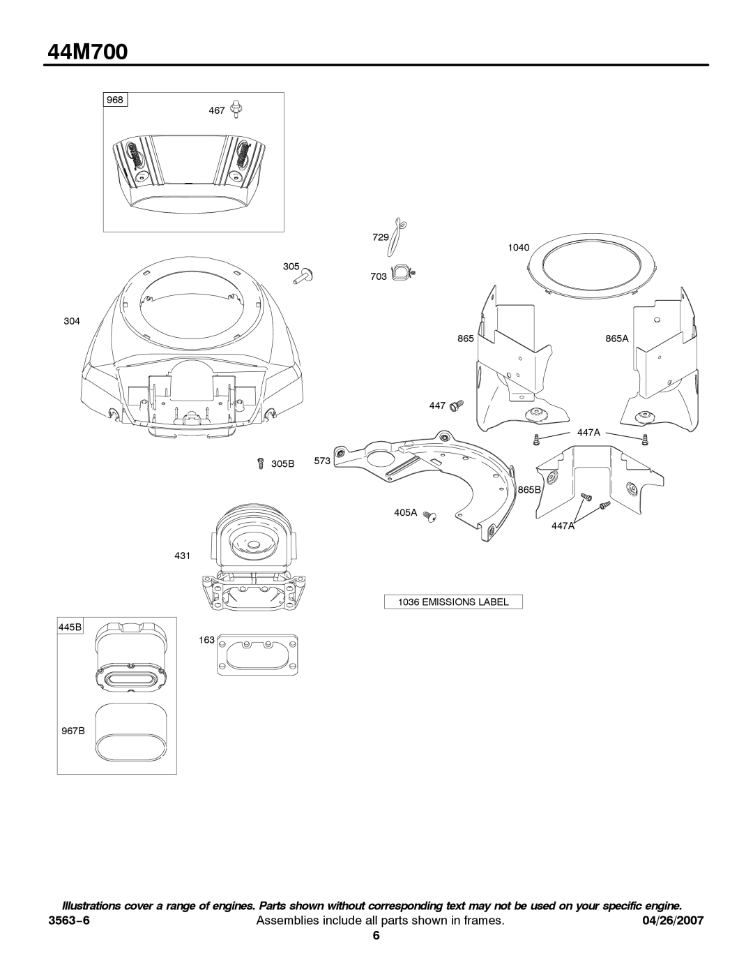 Briggs & Stratton 44M700 service manual Emissions Label 