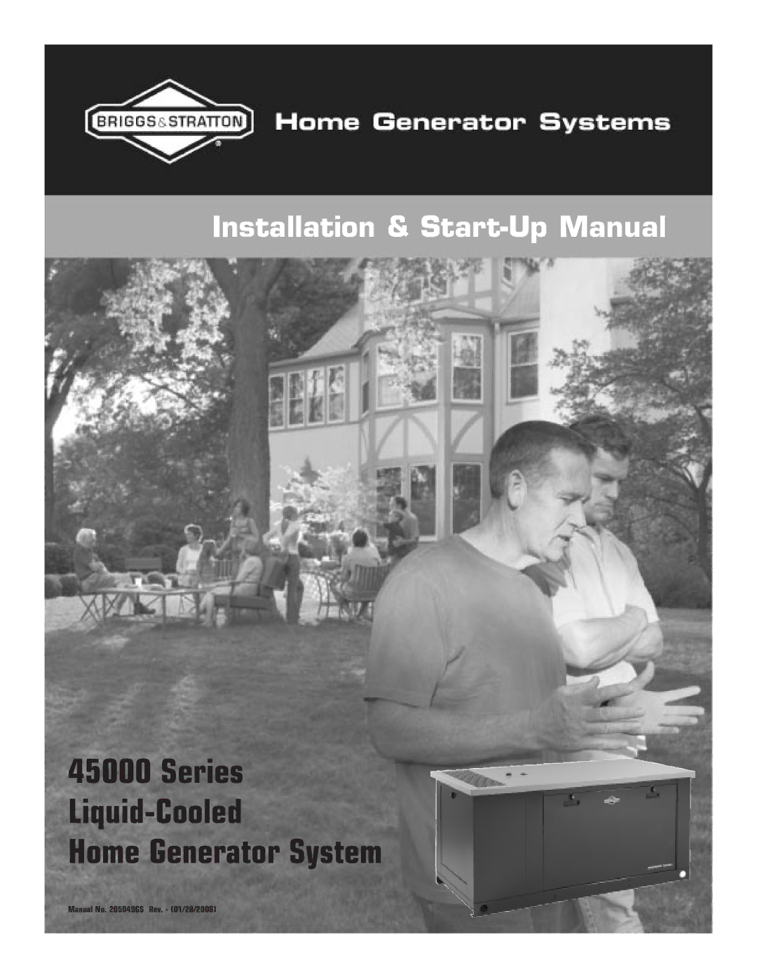 Briggs & Stratton 45000 system manual Series Liquid-Cooled Home Generator System 