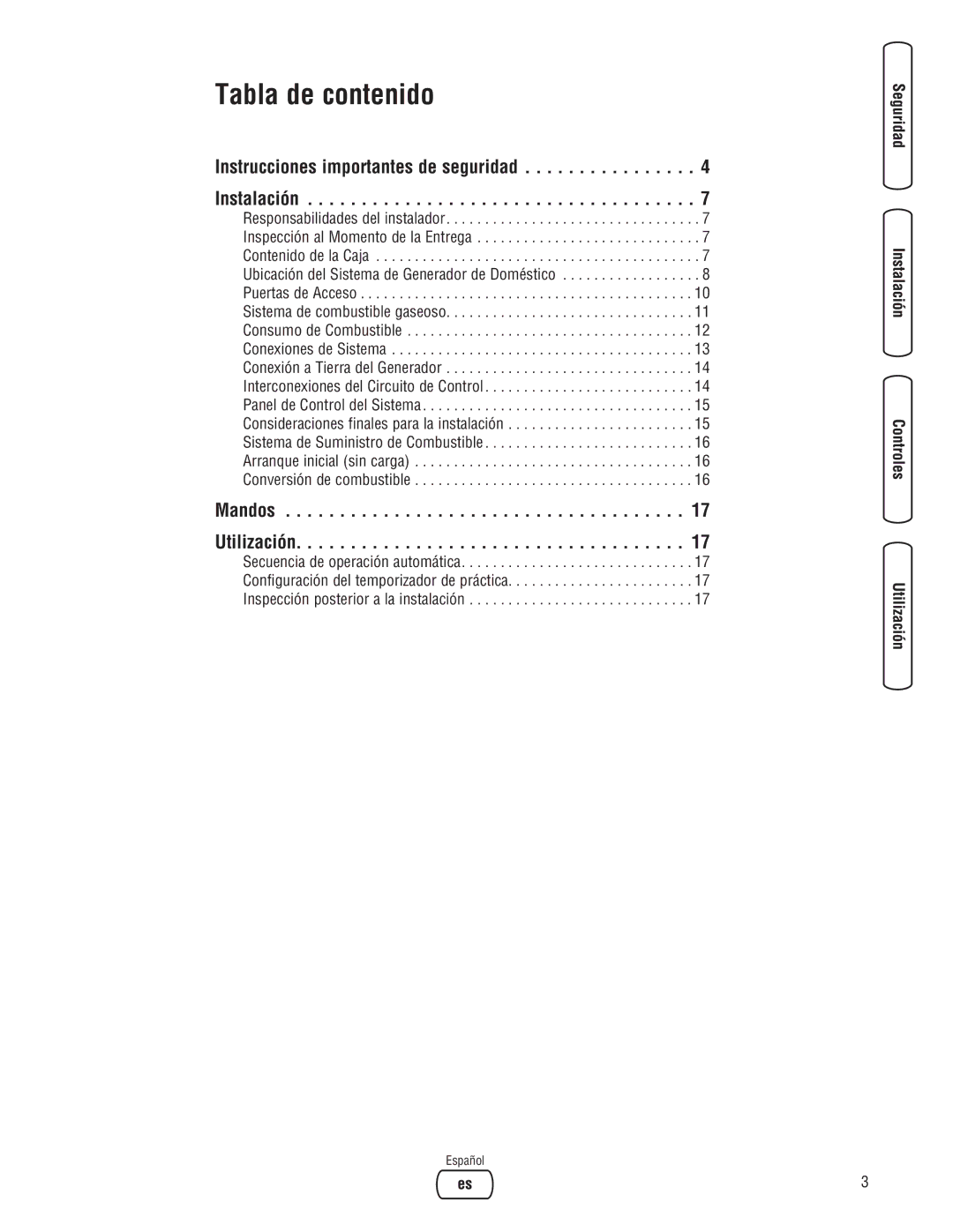 Briggs & Stratton 45000 system manual Instrucciones importantes de seguridad Instalación, Mandos Utilización 