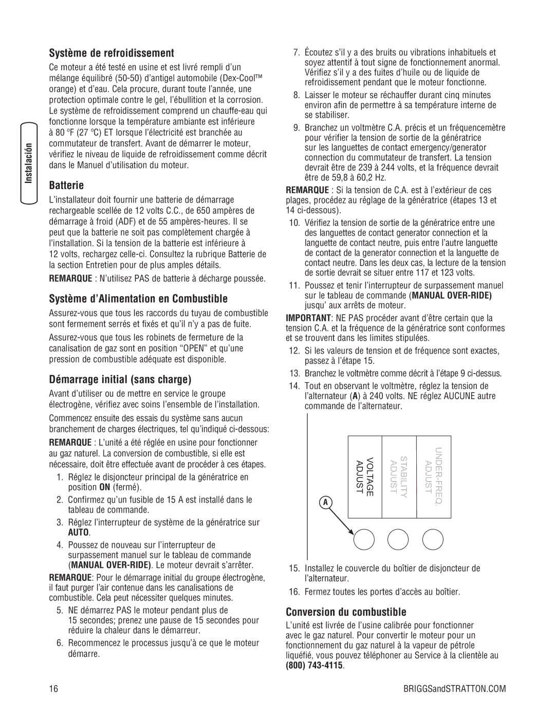 Briggs & Stratton 45000 system manual Système de refroidissement, Batterie, Système d’Alimentation en Combustible 