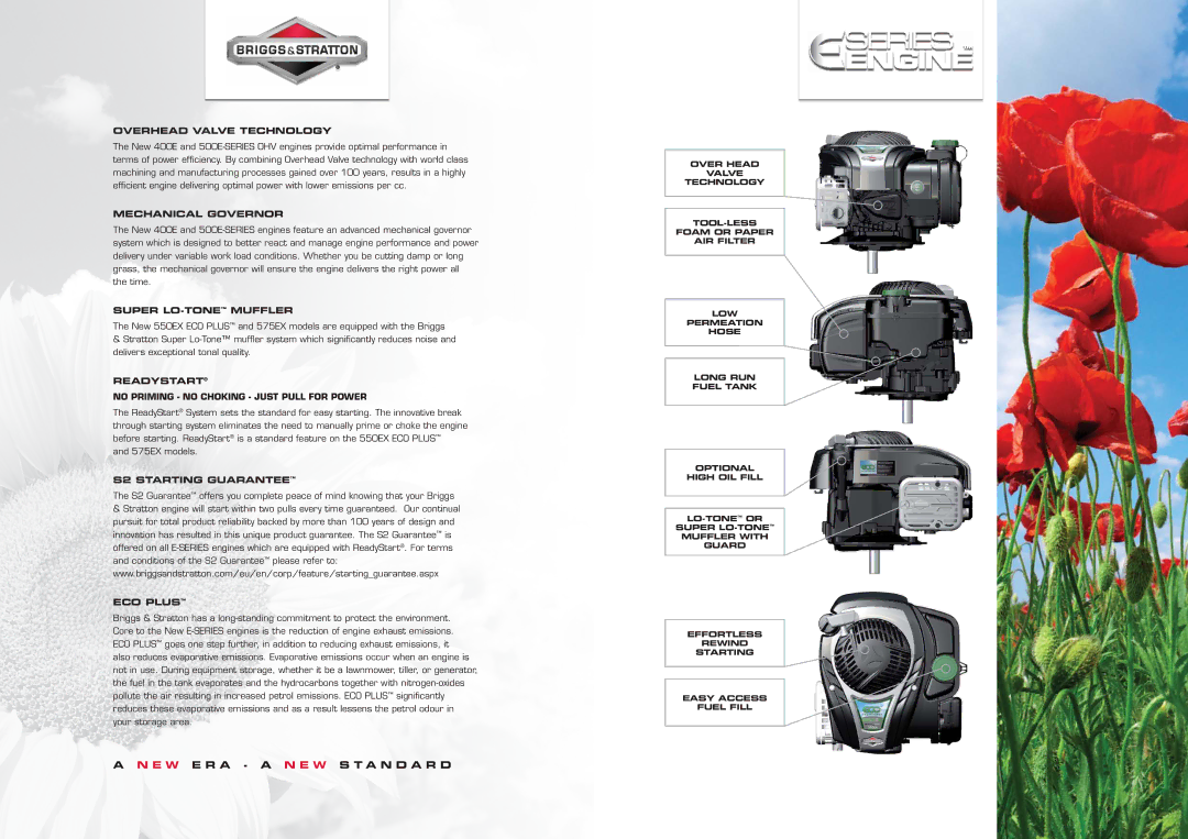 Briggs & Stratton 400E, 500E manual S2 Starting Guarantee 