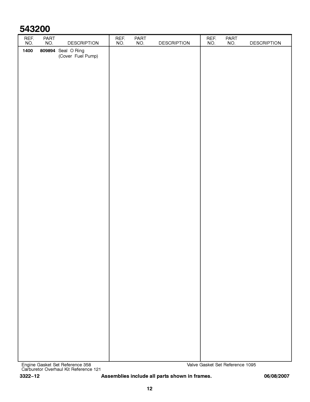 Briggs & Stratton 543200 service manual 1400 809894 