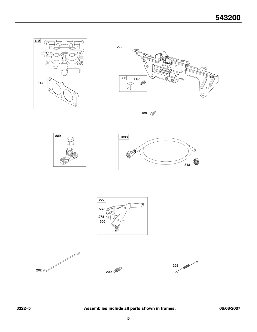 Briggs & Stratton 543200 service manual 125 51A 889 202 222 265 188 1068 813 227 562 