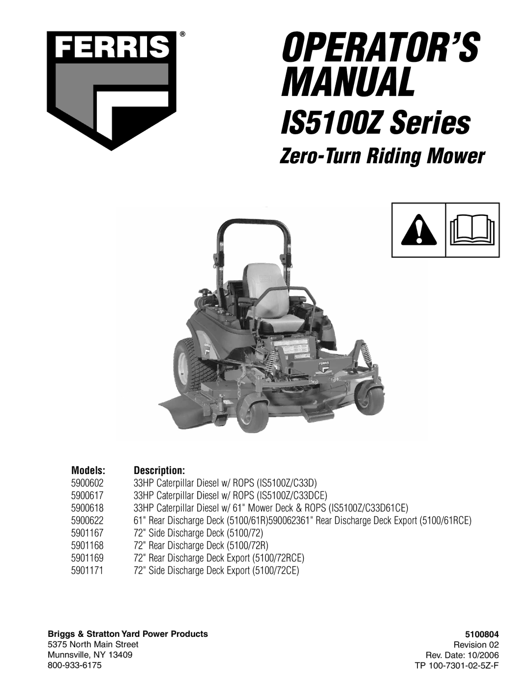 Briggs & Stratton 5900619 manual Manual 