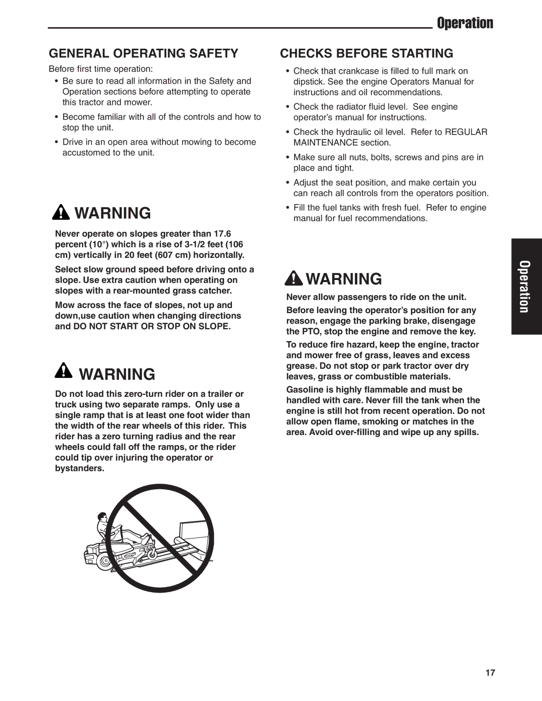 Briggs & Stratton 5900619 manual Operation, General Operating Safety, Checks Before Starting 