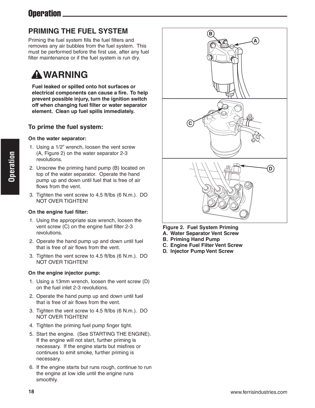 Briggs & Stratton 5900619 manual Priming the Fuel System, To prime the fuel system, On the water separator 