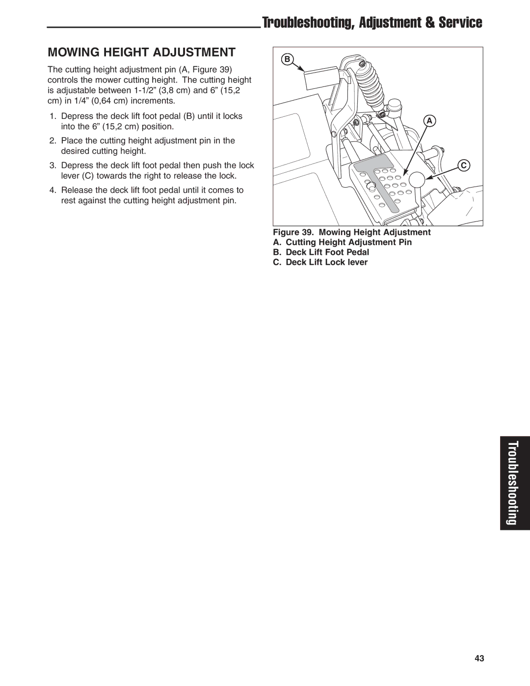 Briggs & Stratton 5900619 manual Mowing Height Adjustment 