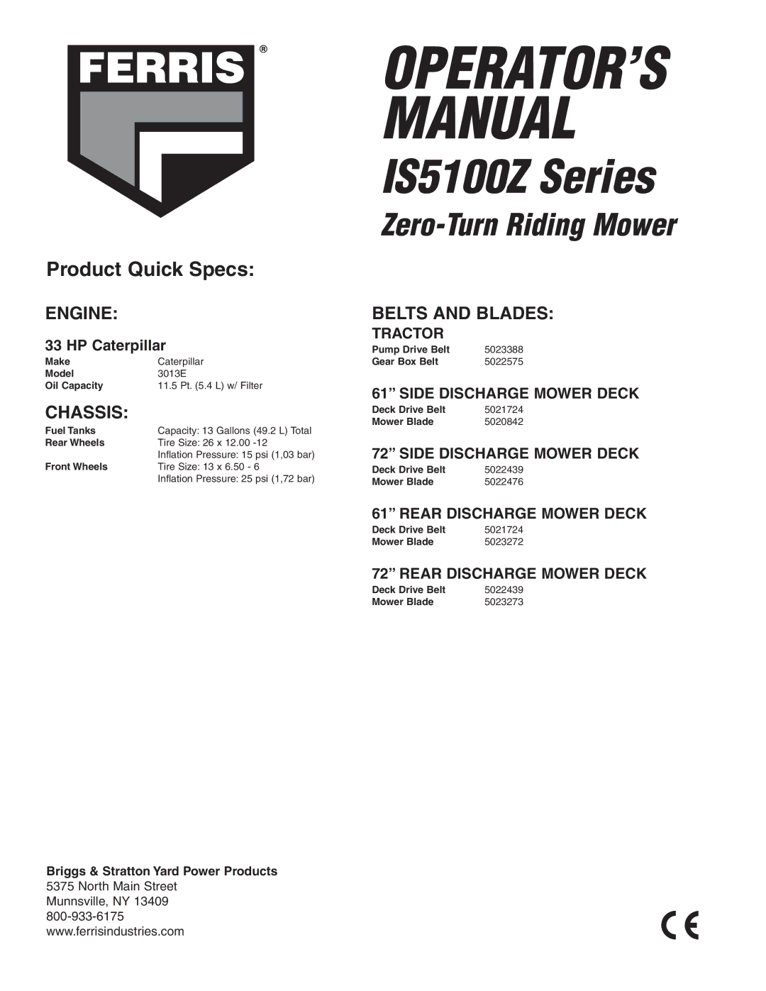 Briggs & Stratton 5900619 manual OPERATOR’S Manual 