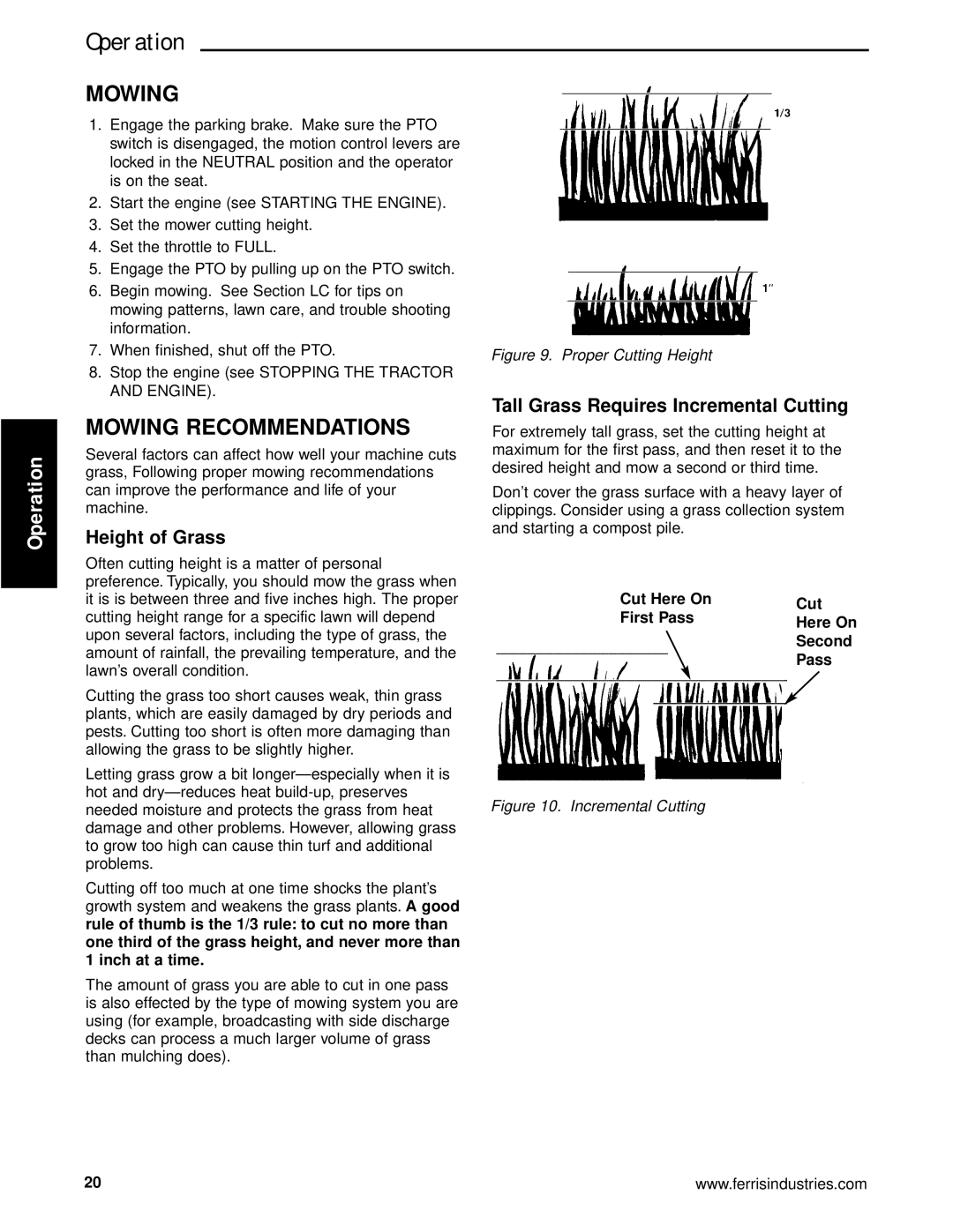 Briggs & Stratton 5900640 manual Mowing Recommendations, Height of Grass, Tall Grass Requires Incremental Cutting 