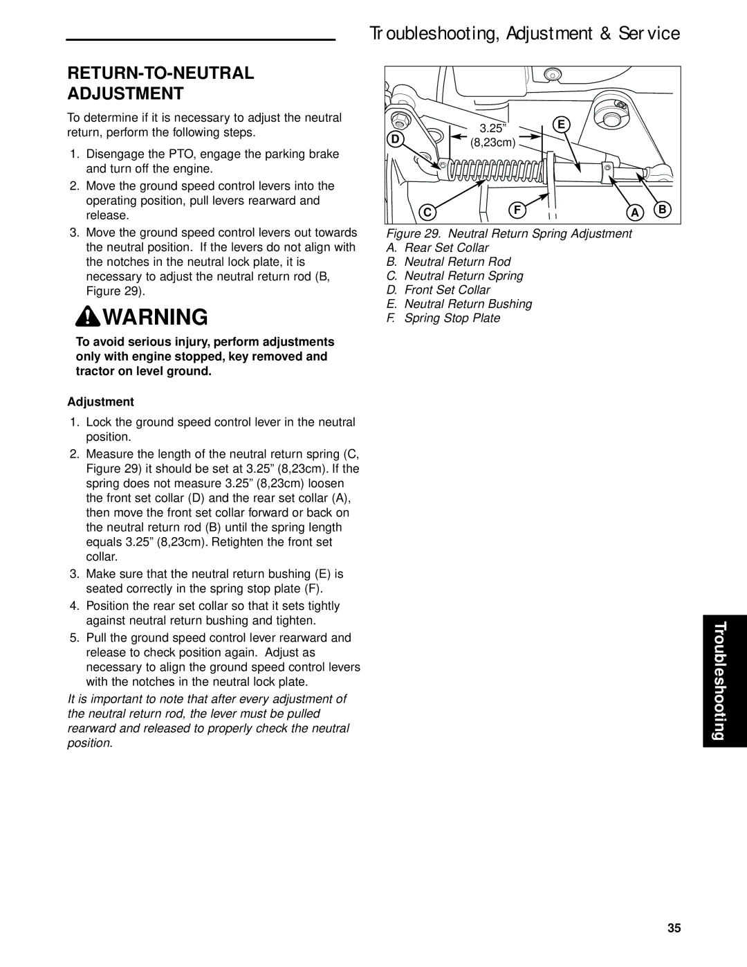 Briggs & Stratton 5900640 manual RETURN-TO-NEUTRAL Adjustment 