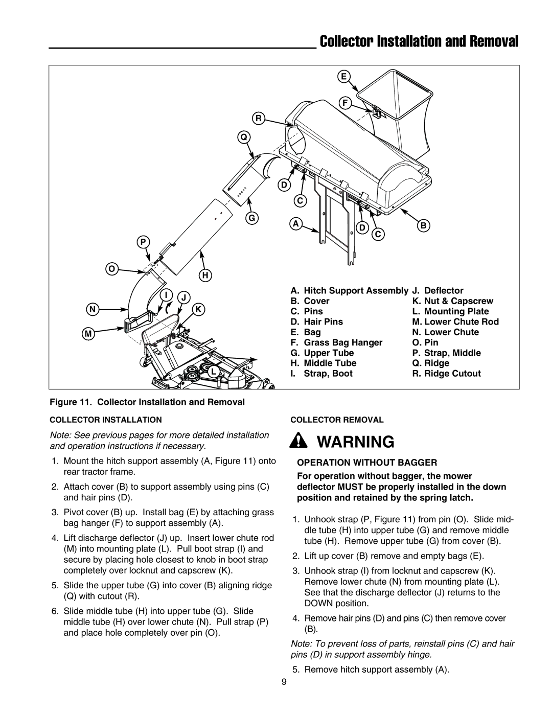 Briggs & Stratton 5900703 manual Collector Installation and Removal 