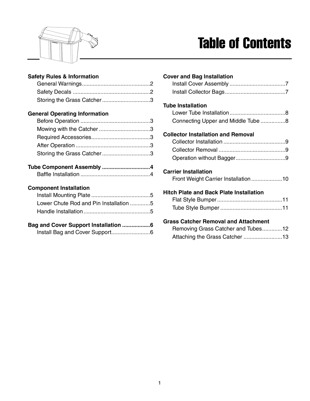 Briggs & Stratton 5900703 manual Table of Contents 