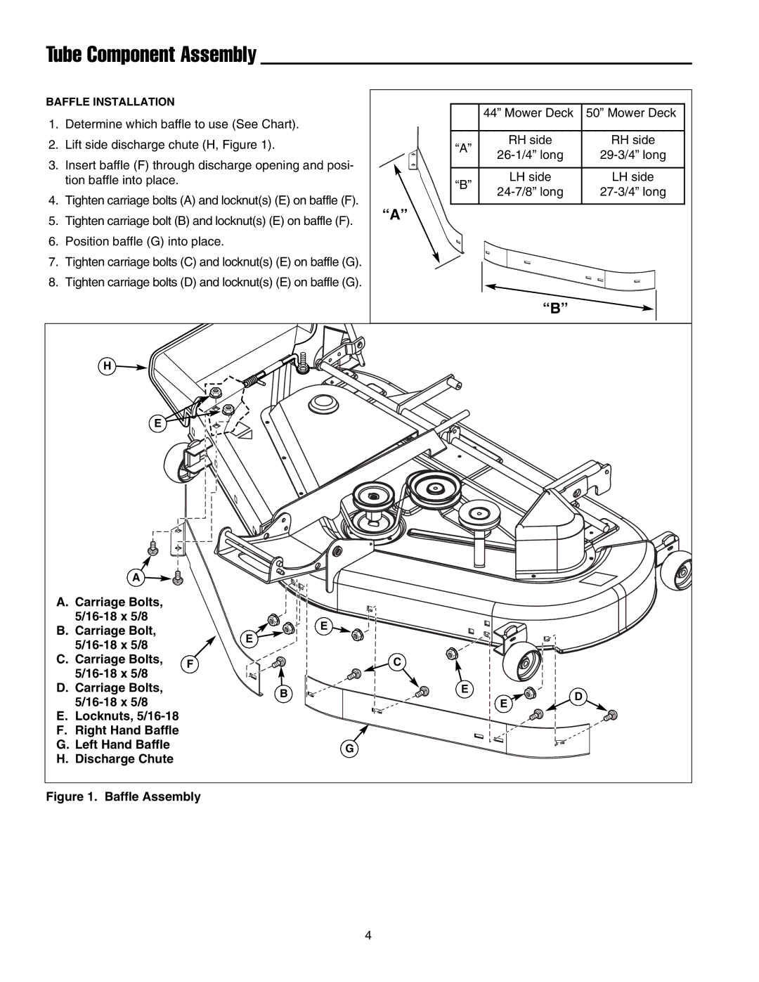 Briggs & Stratton 5900703 manual Tube Component Assembly, Baffle Assembly 