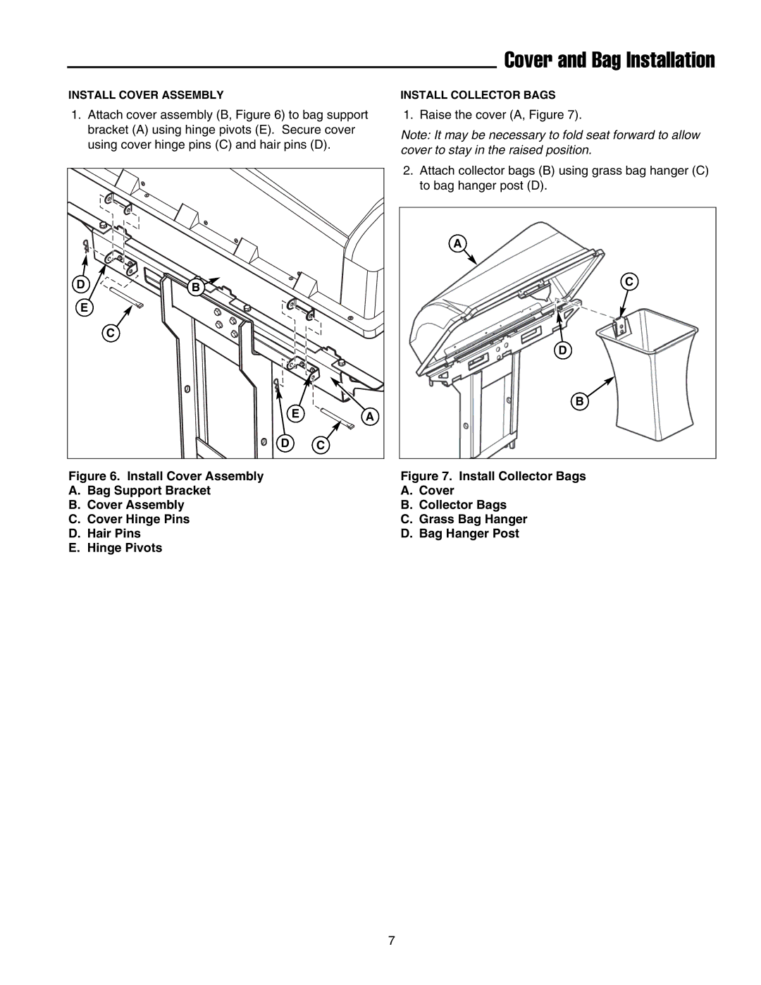 Briggs & Stratton 5900703 manual Cover and Bag Installation 