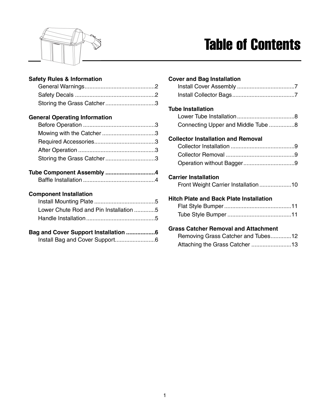 Briggs & Stratton 5900703 manual Table of Contents 