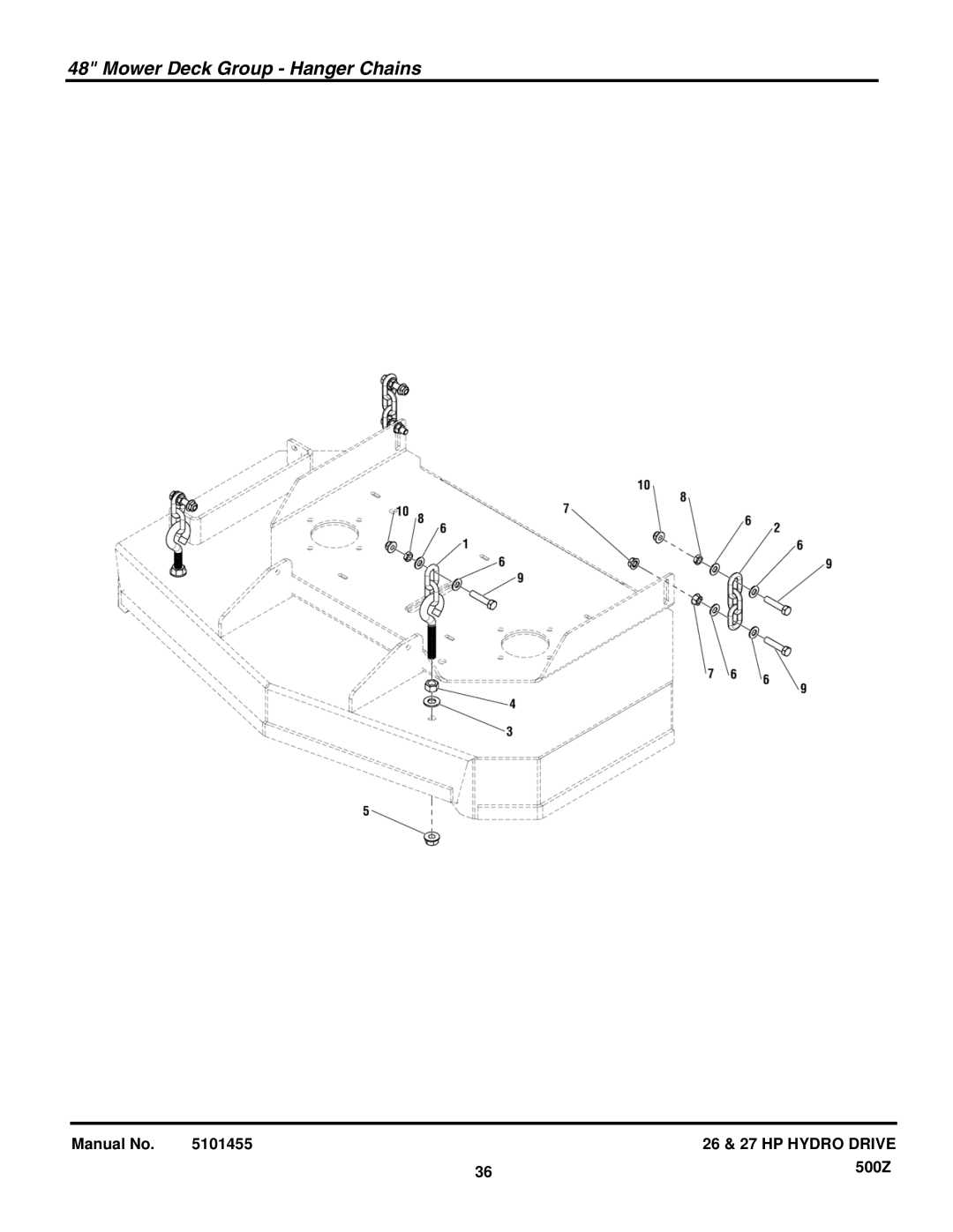 Briggs & Stratton 5900731 manual Mower Deck Group Hanger Chains 