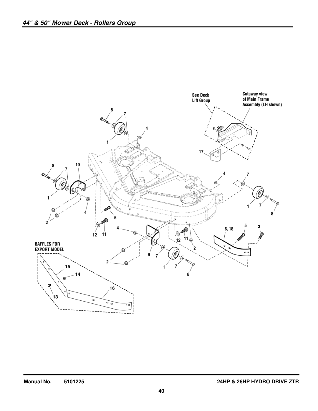 Briggs & Stratton 5900775, 5900760, 5900685, 5900682, 5900681 manual 44 & 50 Mower Deck Rollers Group 