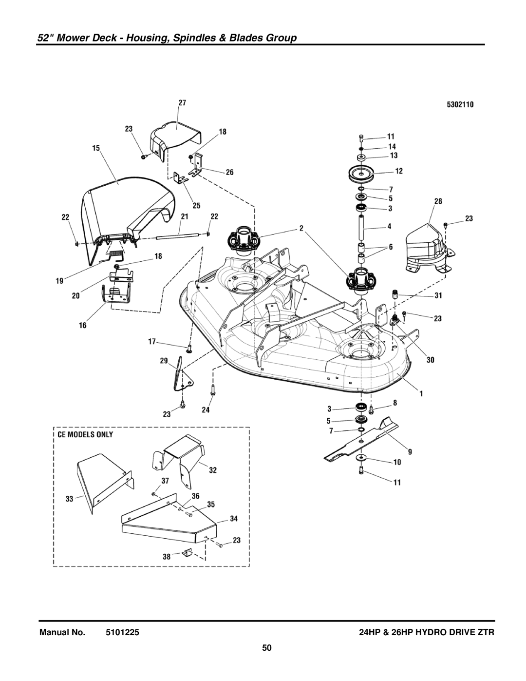 Briggs & Stratton 5900775, 5900760, 5900685, 5900682, 5900681 manual Mower Deck Housing, Spindles & Blades Group 