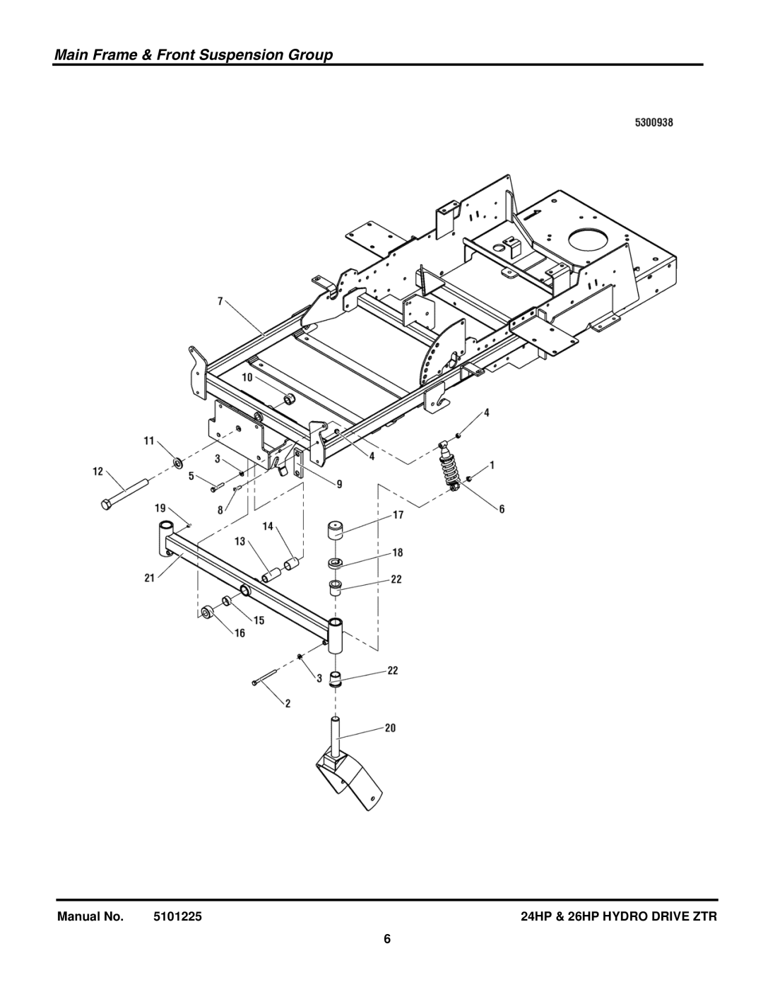 Briggs & Stratton 5900760, 5900775, 5900685, 5900682, 5900681 manual Main Frame & Front Suspension Group 